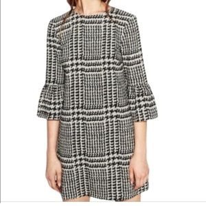 Zara Monochrome Houndstooth Mini Dress